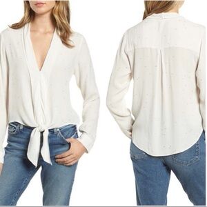 NWT Rails Ava Gradient Stars Tie Front Blouse Top Shirt Ivory Small